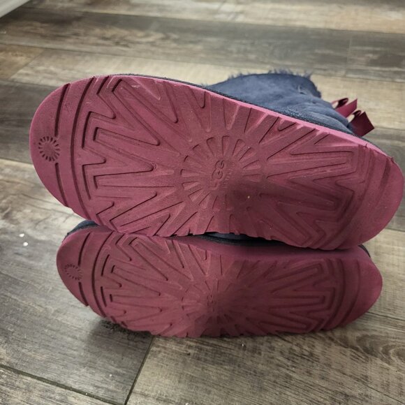 Ugg Bailey Bow II in Navy and Pink w/ Sheepskin lining Kids US Size2 - Picture 5 of 12